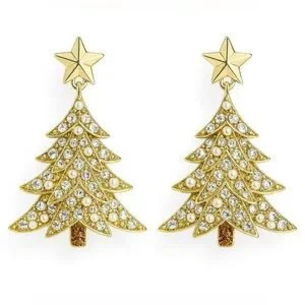 Elegant Christmas Tree Earrings with Cubic Zirconia
